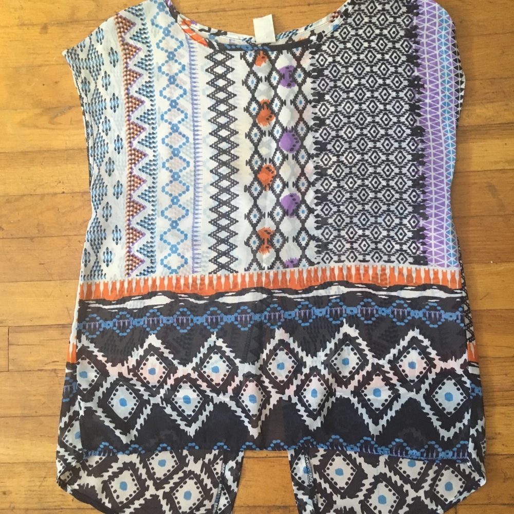 Aztec Print Flowy Blouse